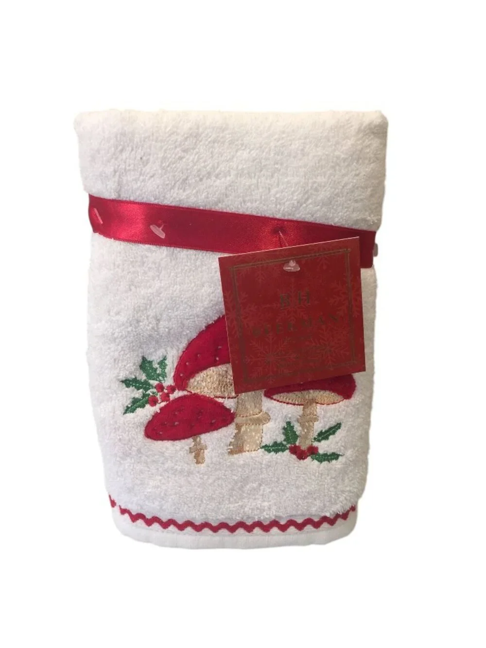 Beekman Home Holiday Dimensional Mushrooms Hand Towels Set of 2